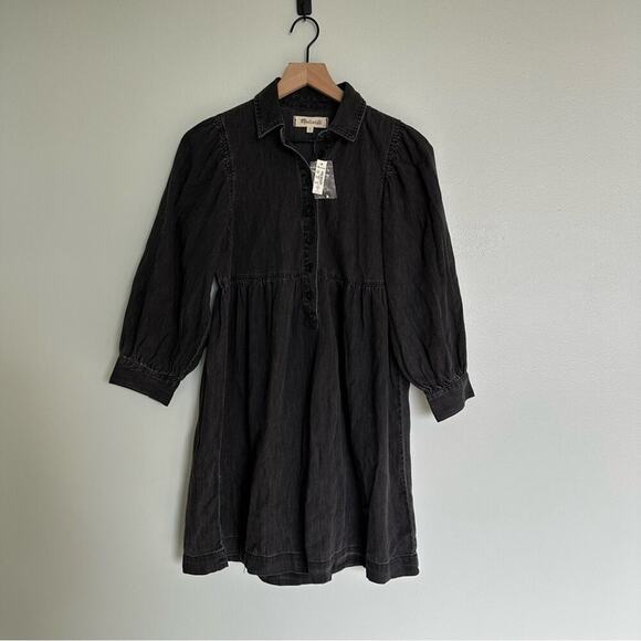 Madewell Denim Babydoll Shirtdress in Washed Black Dress - Picture 5 of 10